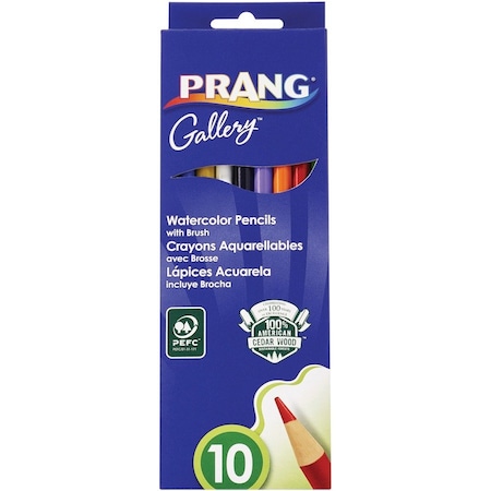 Prang Watercolor Pencils, Pre-sharpened, 10 Colors, AST PK DIXX23650